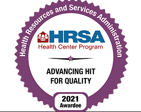 Insignia de Advancing Health Information Technology for Quality de la HRSA