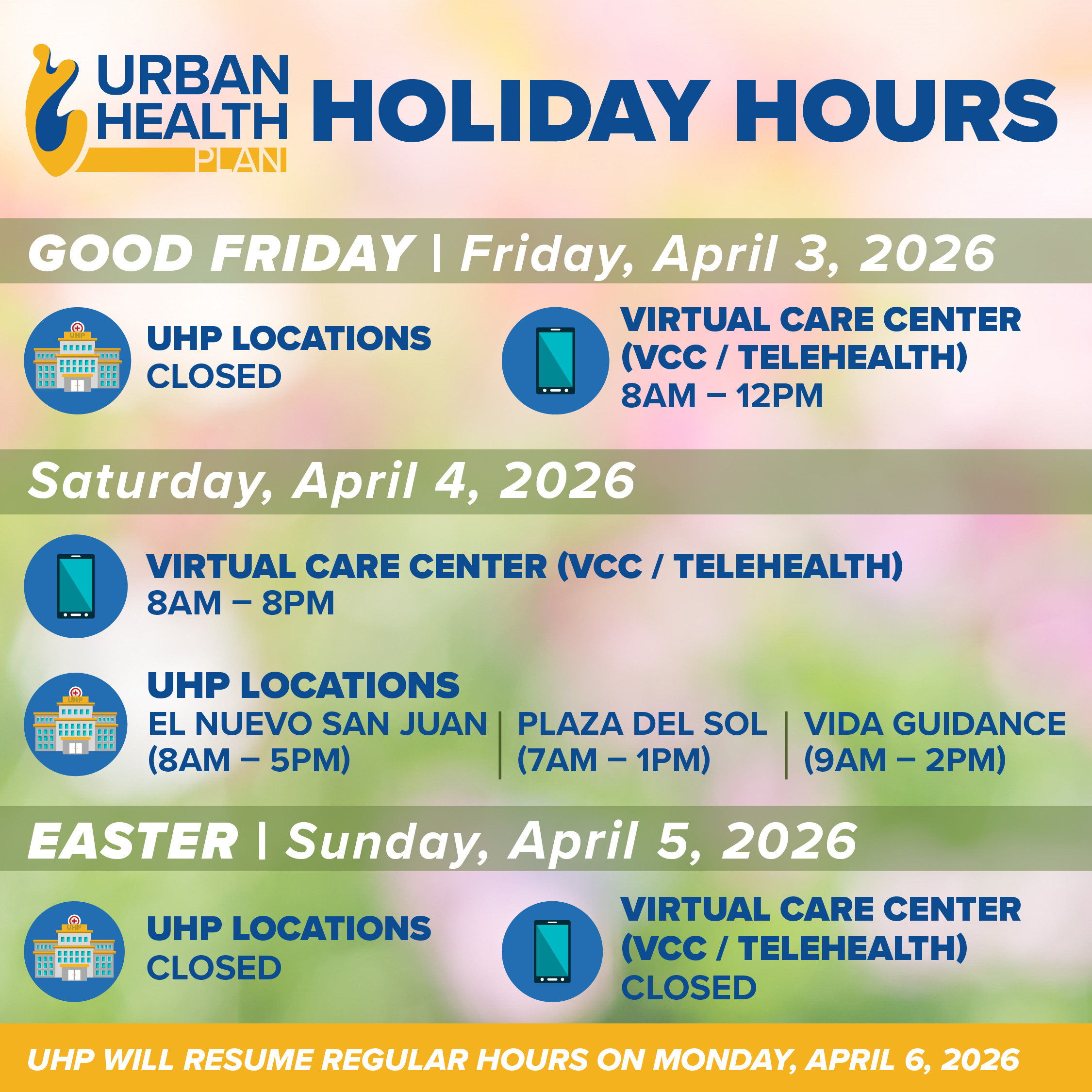 Good Friday and Easter 2026 Holiday hours